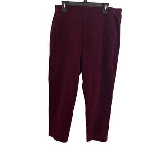 CW Classics Corduroy Pants Womens Size 16W Burgundy Straight Leg Trousers Office